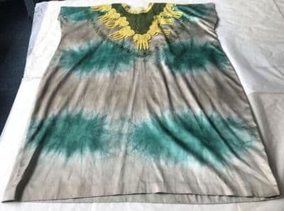 Grey Green Tie-Dye Duchess Satin Caftan Dress