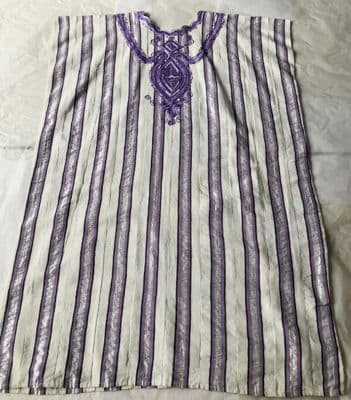 Purple White Striped Aṣọ Òkè Cotton Dress