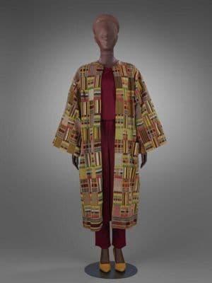 Gold Burgundy Green Cotton Kente Coat