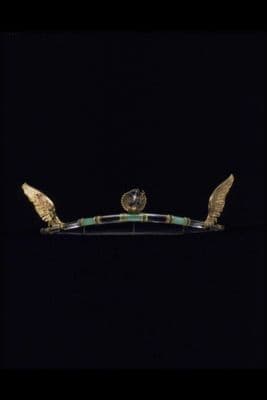 Gold Winged Tiara with Crystal and Chrysoprase