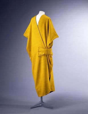 Yellow Wool Mantle Lined with Silk Chiffon