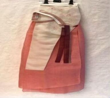 Coral Red Silk Hanbok Ensemble with White Jeogori