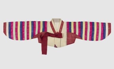 Burgundy Silk Korean Jeogori with Striped Sleeves