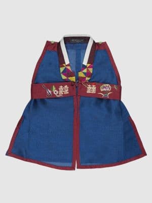 Royal Blue Silk Korean Boys Durumagi Overcoat