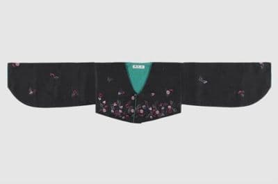 Black Silk Korean Jeogori with Teal Pink Accents