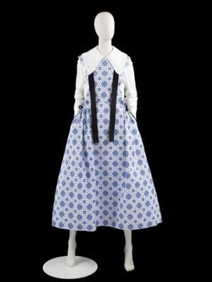 Navy Blue Cotton A-Line Midi Dress with White Contrast Collar