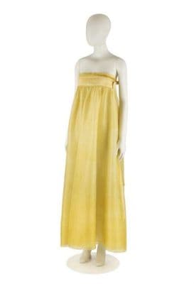 Pale Yellow Cotton Linen Strapless Maxi Dress