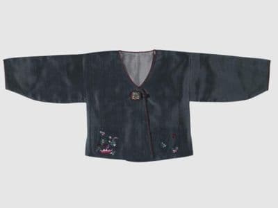 Dark Teal Silk Korean Jeogori Jacket