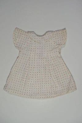 Doll's dress, white with red spots, for Bleuette, spring/summer 1954