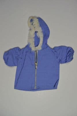 Blue Cotton Doll Coat with White Fur Trim