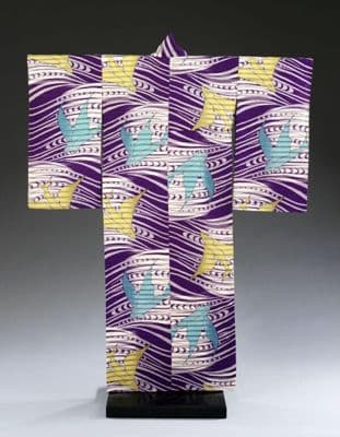 Deep Purple Cotton Summer Kimono Flying Fish