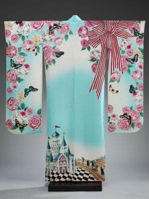 Mint Green Silk Satin Furisode Kimono