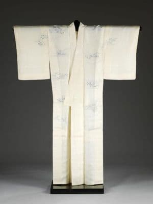 Hand-Painted Silk Kimono with Floral Building Motifs