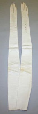 Ivory Kid Leather Opera-Length Evening Gloves