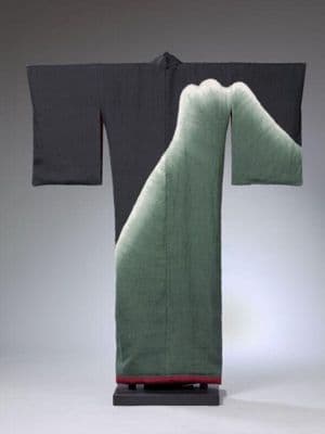 Hemp Kimono with Shibori Mount Fuji Design