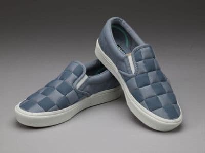 Slate Blue Checkerboard Canvas Slip-On Sneakers
