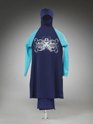 Navy Turquoise Butterfly Modest Fit Burqini