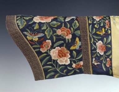 Navy Blue Silk Satin Manchu Jiapao Robe