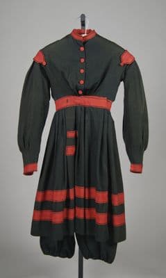 Forest Green Wool Gymnasium Suit with Red Trim