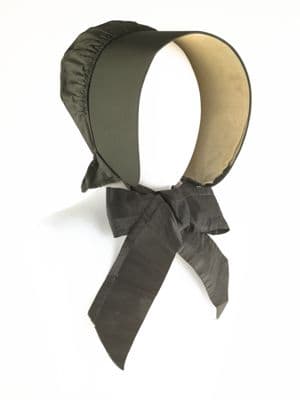 Olive Green Silk Taffeta Quaker Bonnet