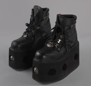 Black Leather Platform Ankle Boots with Metal Buckles