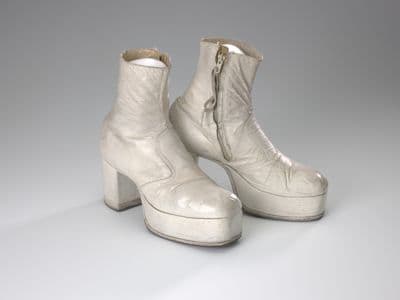 Silver Leather Platform Costume Boots with Metallic Finish