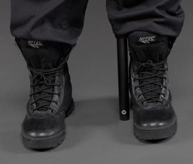 Black Leather Combat Boots with Nylon Panels