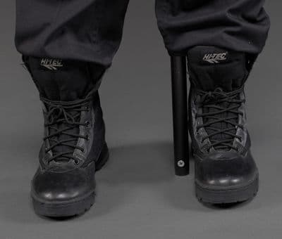 Black Leather Combat Boots with Nylon Panels