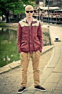 Burgundy Cream Tan Color-Blocked Windbreaker Jacket