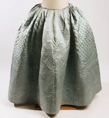 Sage Green Quilted Silk A-Line Petticoat