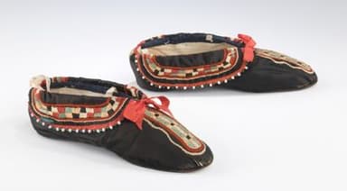 Black Silk Evening Slippers with Red Trim