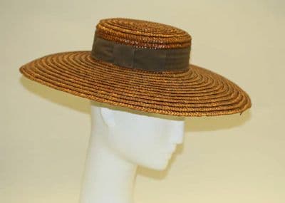 Golden Brown Woven Straw Wide-Brimmed Hat
