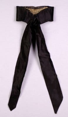 Black Silk Stock with Tan Leather Trim
