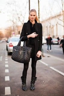 Black Wool Double-Breasted Military Coat