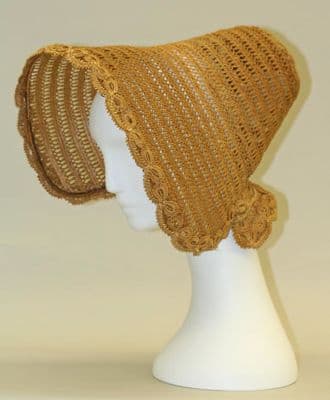 Golden Brown Woven Straw Bonnet with Projecting Brim