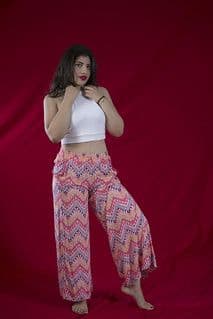 Fair Isle Coral Navy Cotton Palazzo Culottes