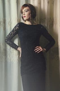 Black Lace Fitted Sheath Dress