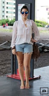 White Cotton Blend Loose Button-Front Shirt