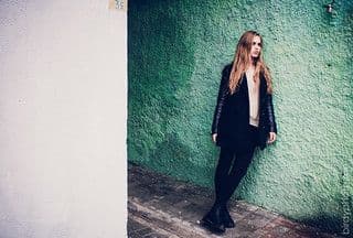 Navy Black Wool Blend Minimalist Tailored Coat