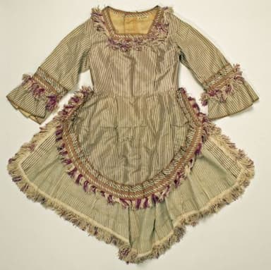 Sage Green Striped Silk Fitted Bodice Gown