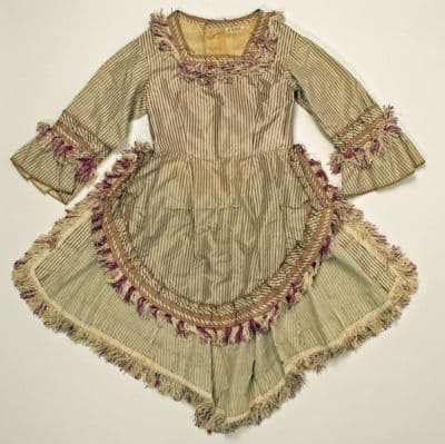 Sage Green Striped Silk Fitted Bodice Gown