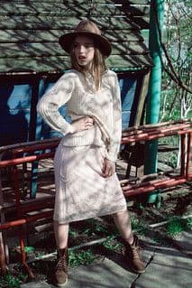 Cream Cotton Blend Oversized Knit Sweater Dress