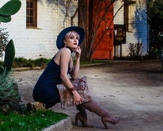 Navy Blue Silk Blend Fit and Flare Slip