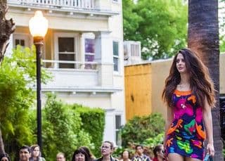 Hot Pink Turquoise Abstract Strapless Mini Dress