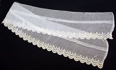 White Cotton Detachable Cuffs with Embroidered Trim