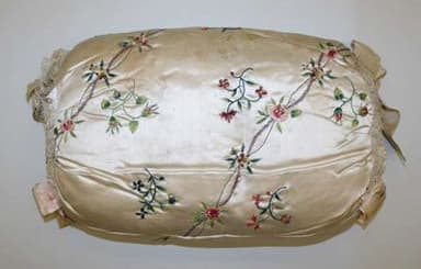 Cream Silk Embroidered Floral Muff with Metallic Threading