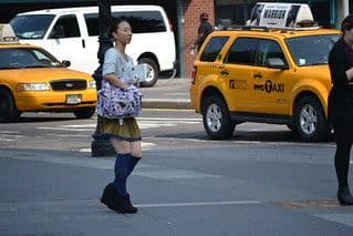 Black Brown Leather Structured Geometric Handbag
