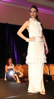 Ivory Silk Chiffon Trumpet Halter Gown