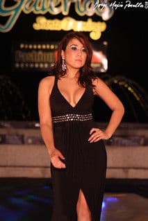 Black Jersey Knit V-Neck Cocktail Dress