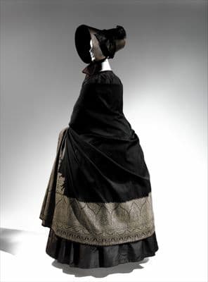 Black Silk Taffeta Victorian Bustle Day Dress